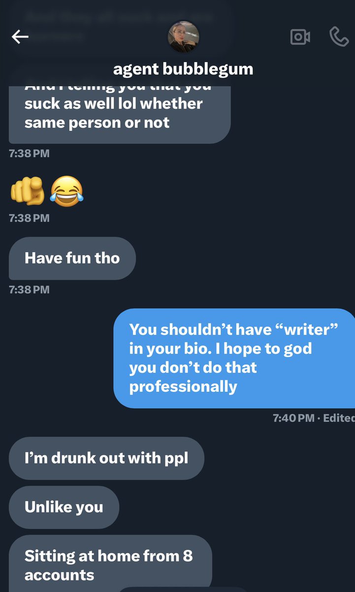 “Out with people” lmao. 

But won’t stopping DMing me. Must be some boring ass people they are with.   🤡🤡