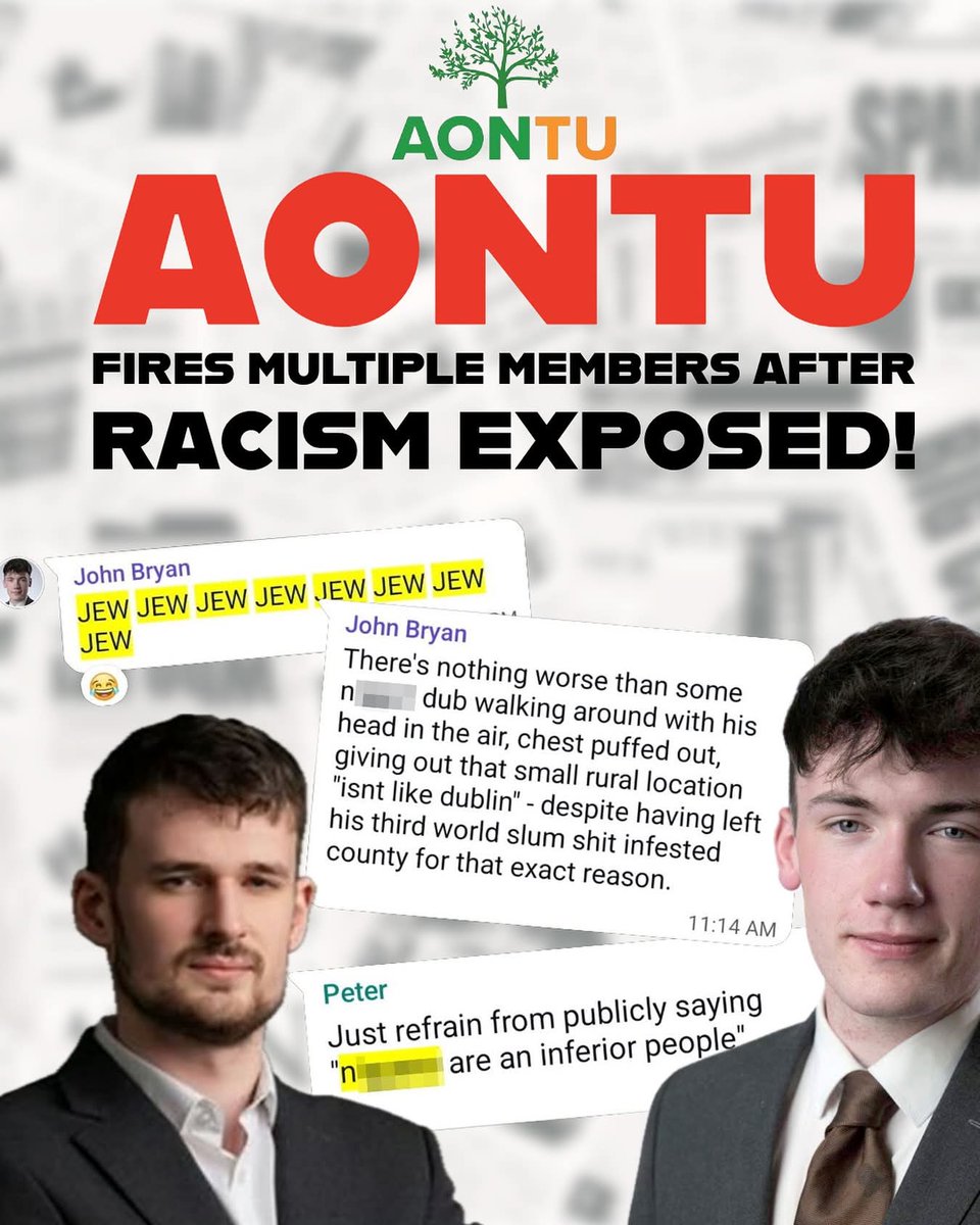 Many showing their true colours lately! The protectors of women &amp; kid's brigade celebrating a known criminal with 188 conviction assaulting a mother!! Aontú fires youth leader &amp; 5 others over secret racist WhatsApp chat group, a product of Aontú’s poison. tinyurl.com/4a7pezxb