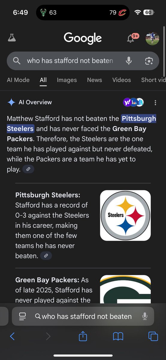 Ai wasting all our water just to tell us stafford has never played the <a href="/packers/">Green Bay Packers</a>