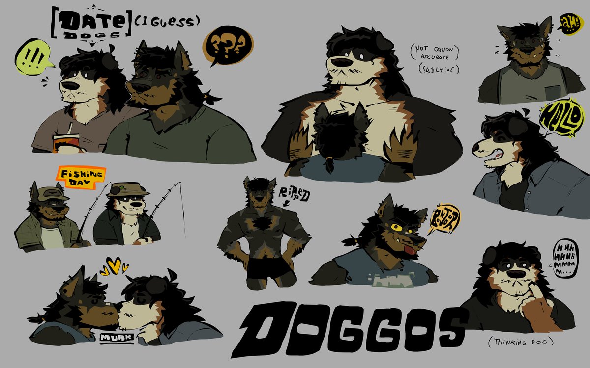 A lot of drawings i loved making 💛 gay dogs