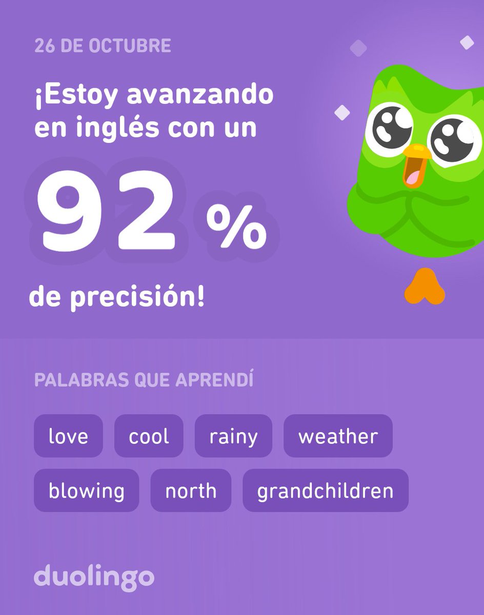 RaquelDHers's tweet photo. ¡Estoy aprendiendo inglés en Duolingo! Es gratis, divertido y efectivo. https://t.co/9aXkAO8PnW