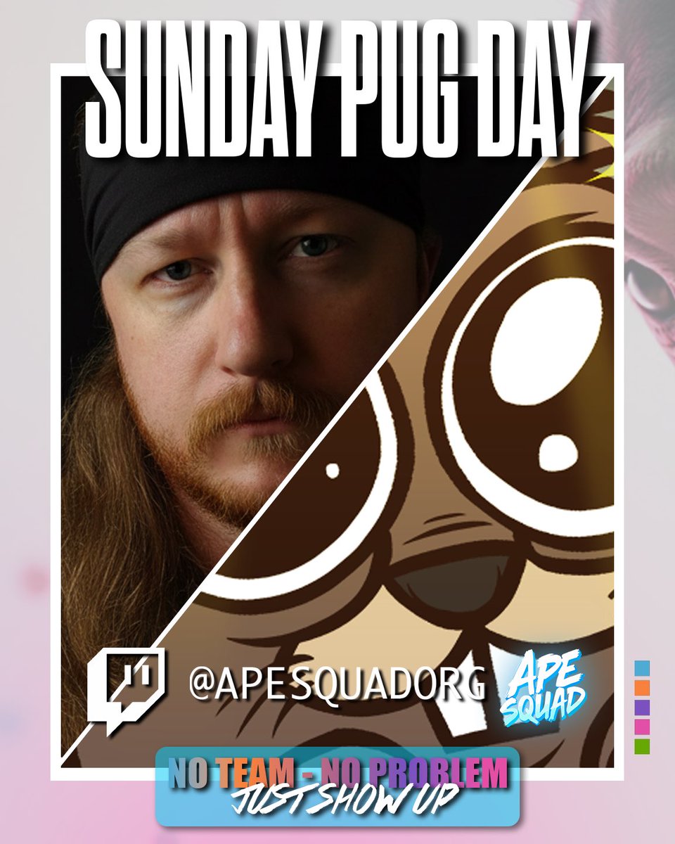 TUNE IN! Sunday PugDay Ep. 4 
Hosted by <a href="/Dreadalicious_/">Dread</a> 
Casted by <a href="/bigbadbeaverTV/">Big Bad Beaver</a> 

Ape Squad hosts full production, casted Pick-Up-Games!

8-10pm EST, EVERY SUNDAY

twitch.tv/apesquadorg