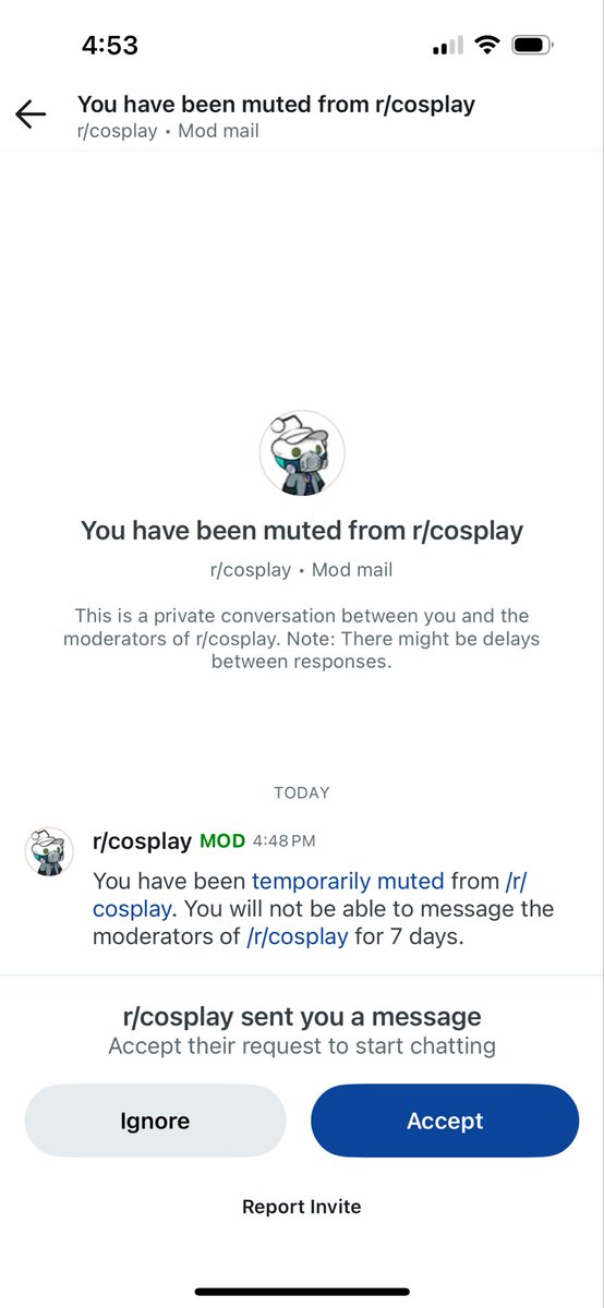 r/cosplay mods muted me for asking too many questions about why they are not allowing my totally sfw cosplays 👍