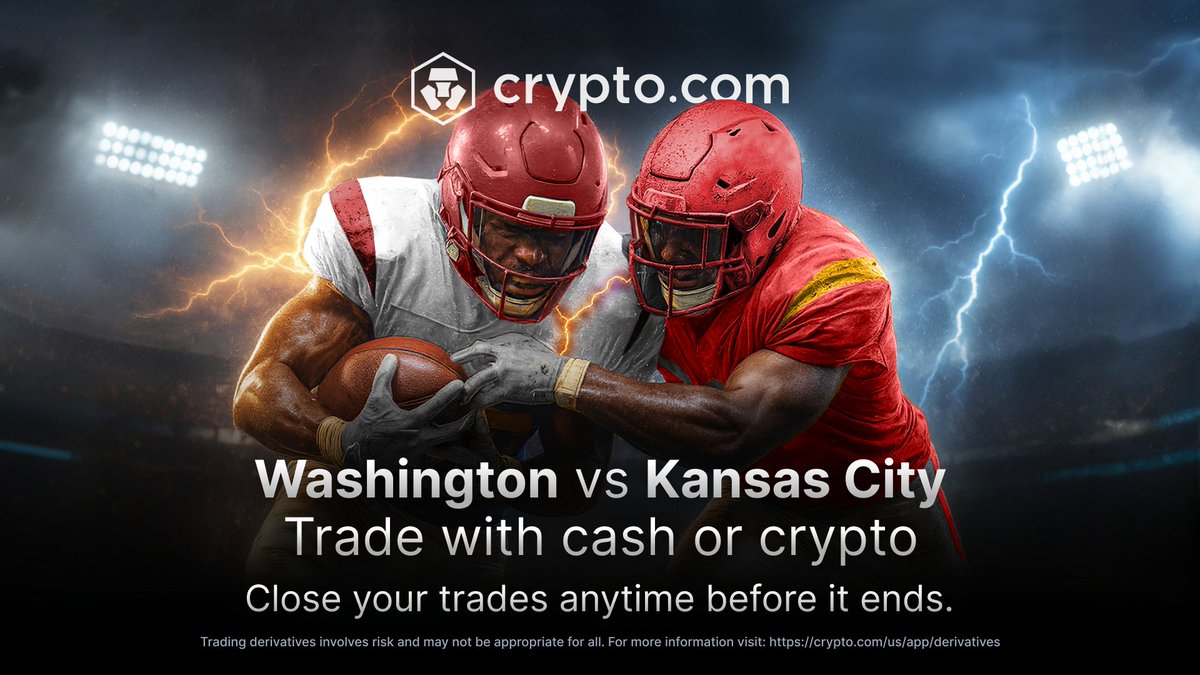 Huddle up for a Monday night showdown 🏈 Trade spreads, totals, and winners  pre-game or live for the WAS vs KC game 🏟️ Use cash or crypto to trade.  The choice is