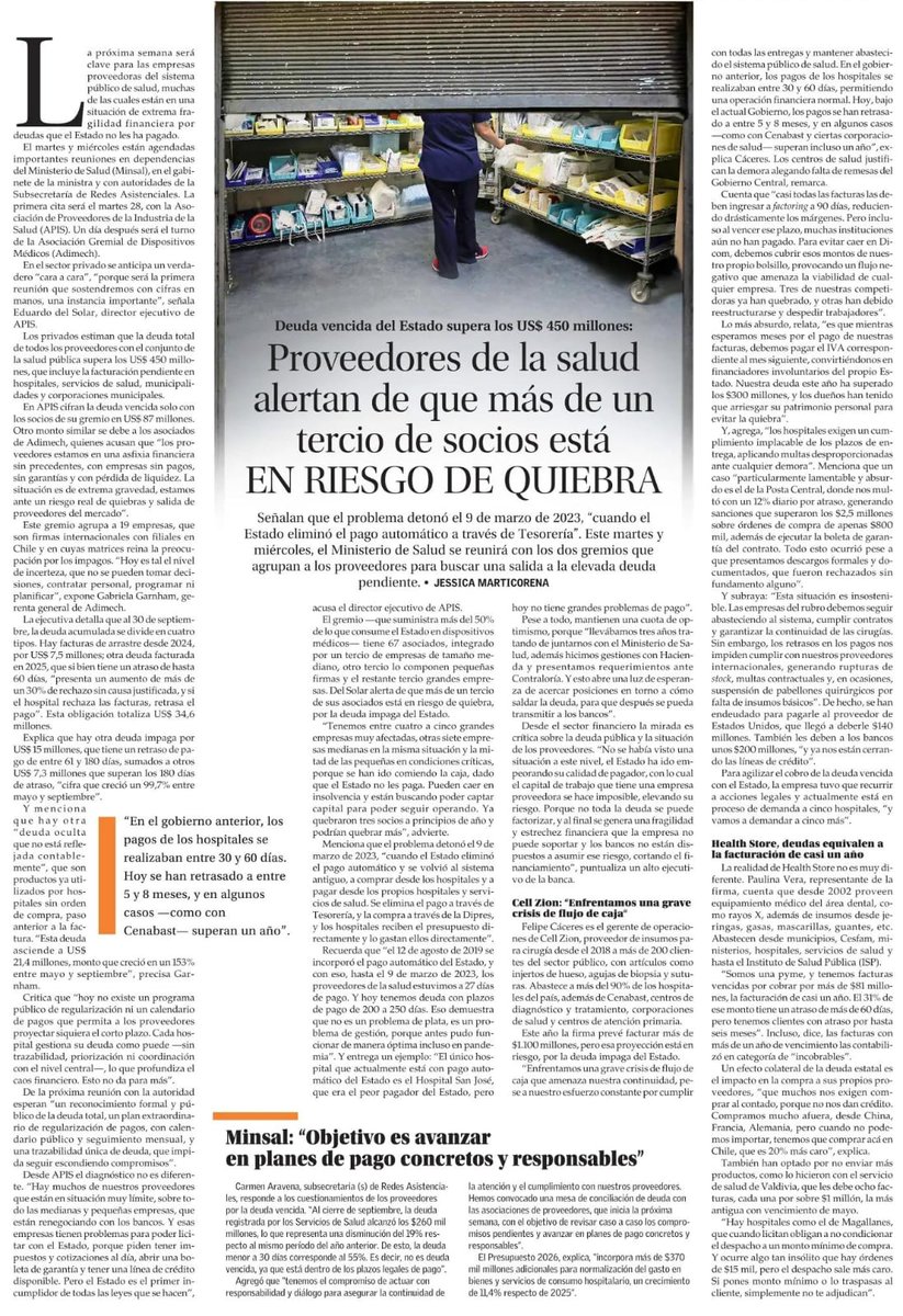 Apis_AG's tweet photo. Más de un tercio de las empresas proveedoras de #insumosmédicos está en riesgo de quiebra por el incumplimiento del Estado y el retraso en pagos que superan los US$450 millones.

Esta semana participaremos en una mesa de trabajo con el Minsal, donde esperamos compromisos reales. https://t.co/IwQjcLMSlM