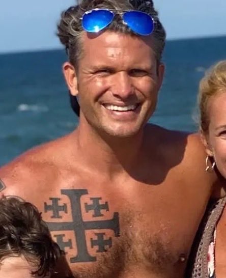 officer_Lew's tweet photo. The journalist who criticized Pete Hegseth for his Jerusalem cross tattoo has remained quiet about Maine Senate candidate Graham Platner’s confirmed Nazi tattoo. Sums up the hypocrisy of the left per usual… https://t.co/RyBaXILvtb