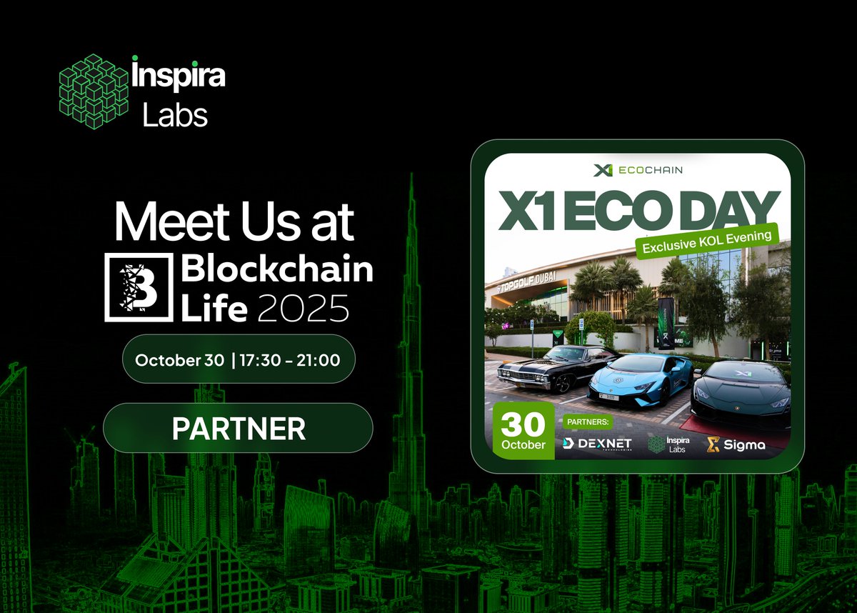 🌆 X1 EcoChain × Blockchain Life Dubai — Exclusive KOL Evening at Topgolf Dubai

We’re joining forces with our portfolio company, <a href="/X1_EcoChain/">X1 EcoChain</a>, and hosting an exclusive KOL Evening — the official side event of <a href="/BlLife_Forum/">Blockchain Life 2026</a> 2025 at Topgolf Dubai. 

On October 30, the event will