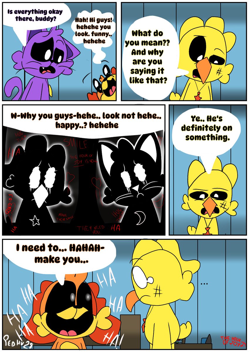 PedroHV280's tweet image. =======THE HOUR OF JOY=======
»› Part 24
IT'S TIME
AHAHAHAHAHAHASHSJENRBDJAKSJRBR FBFKAKSNEVRBJDXKAKAJABS DVF DNZNZNS
#thehourofjoy #comic
#smilingcritters #NightmareCritters 
#Cartoon #CatNap #Dogday #KickenChicken #PoppyPlaytime #SMILE #SMILEFOREVER #SMILING