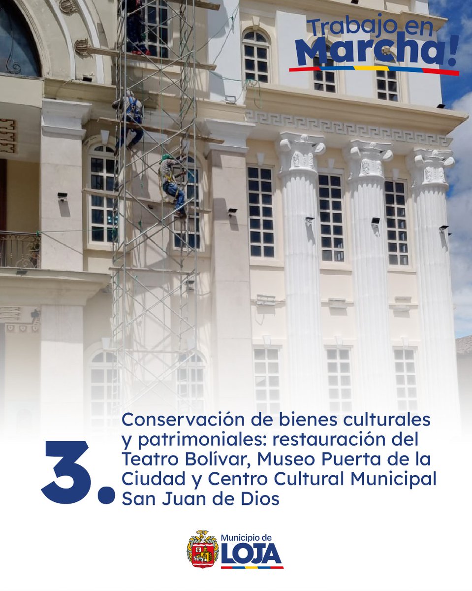 A través de la Dirección de Cultura promovemos el arte como motor de inclusión, identidad y desarrollo, fortaleciendo el talento local, recuperando espacios públicos y preservando nuestro patrimonio cultural.

#TrabajoEnMarchaPorLoja
#MunicipioDeLoja
