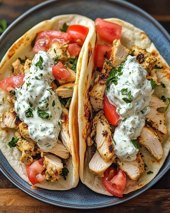 FoodPleaser's tweet photo. Greek Chicken Gyros https://t.co/Z7EILMKd6F