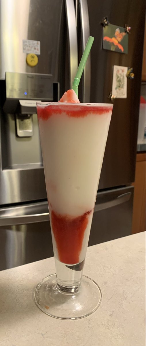 My attempt at a strawberry colada. Not as fancy as the restaurants