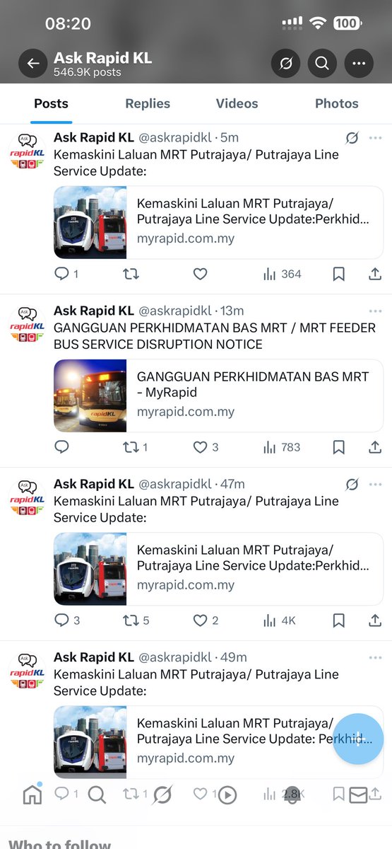 Day 3 of a major rail disruption in Kuala Lumpur and look how helpful the transit agency is: