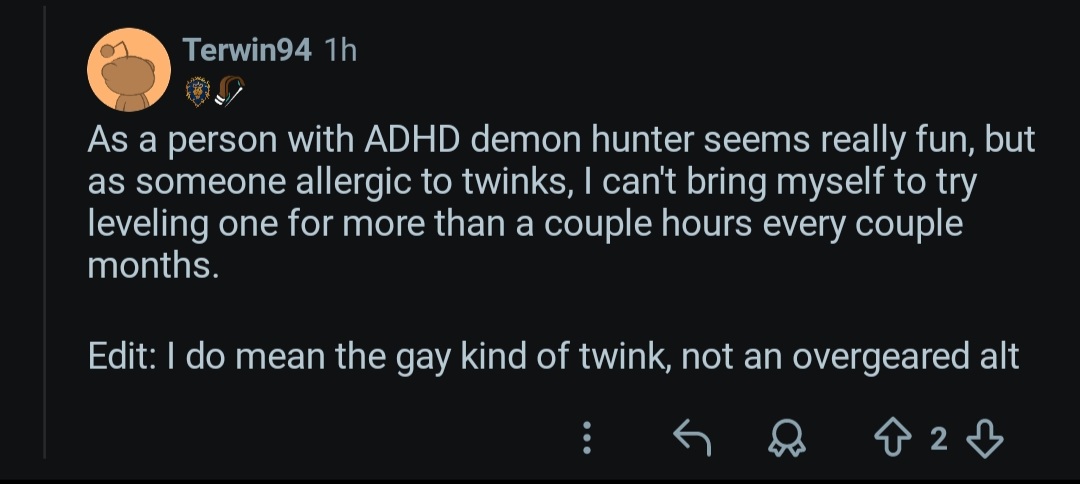 in tears at this comment on the wow subreddit