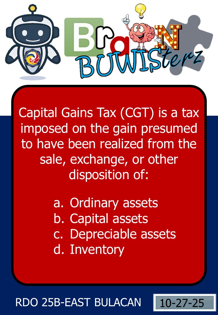 It's Brain BUWISterz time!

Multiple Choice!

Comment down the correct answer to the question below and get a chance to win P100 GCash or Mobile Load! 2 winners will be chosen at the end of the day!

Don't forget to like, follow and share!

#rdo25b
#rdo25bBrainBUWISterz