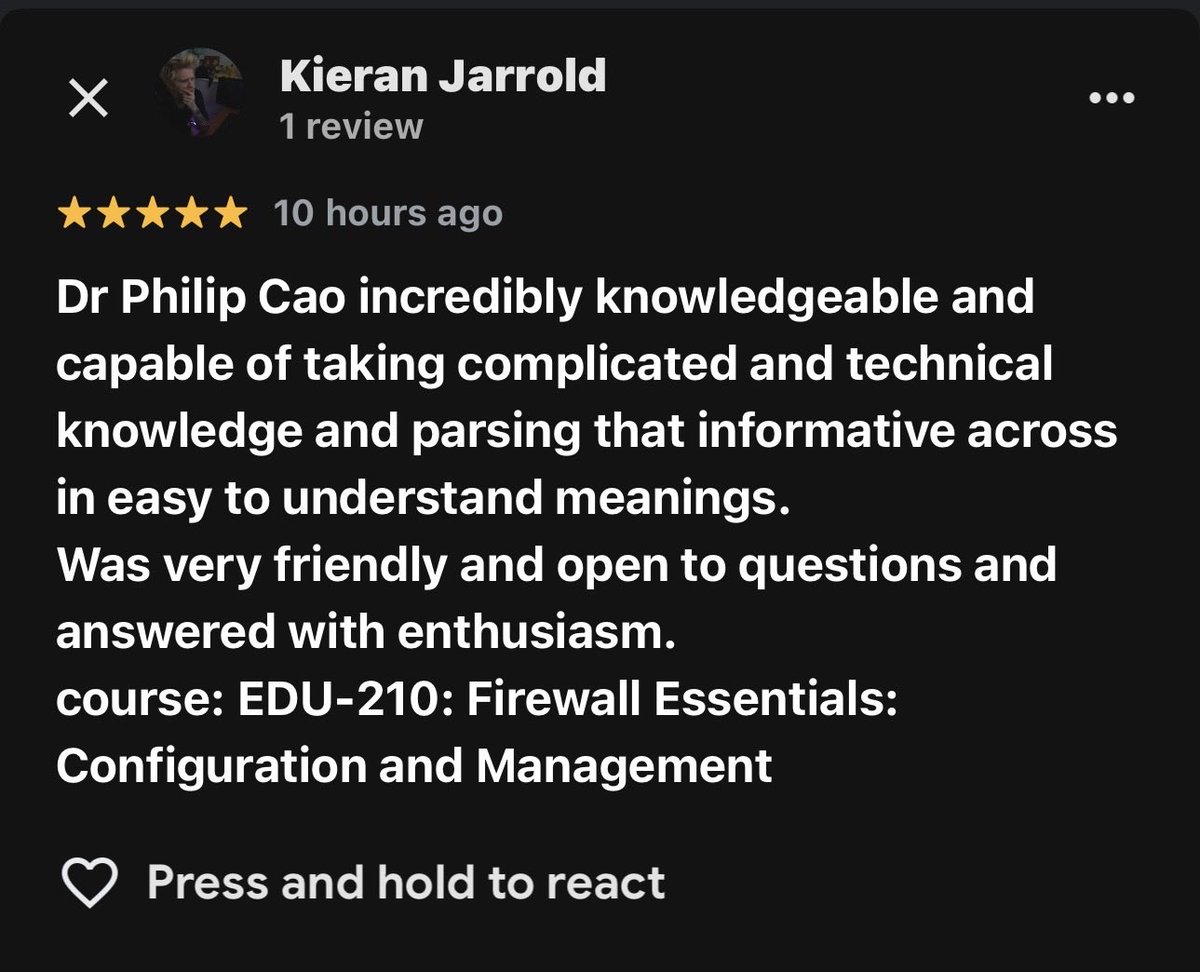 DrPhilipCao's tweet image. Start the new week with lots of great reviews from my students of the training courses for Europe and Australia market from the last 2 weeks.

#DrPhilipCao #DrPC #GlobalCyberEducator