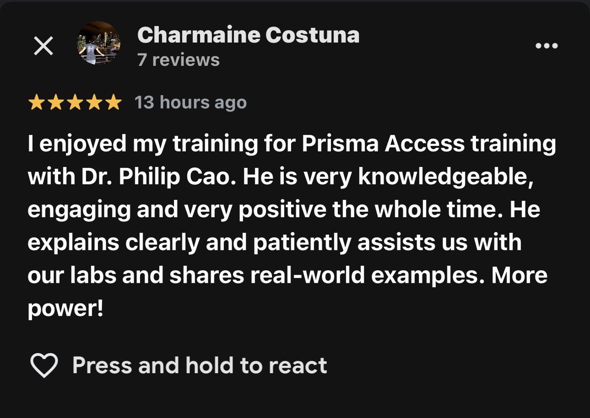 DrPhilipCao's tweet image. Start the new week with lots of great reviews from my students of the training courses for Europe and Australia market from the last 2 weeks.

#DrPhilipCao #DrPC #GlobalCyberEducator