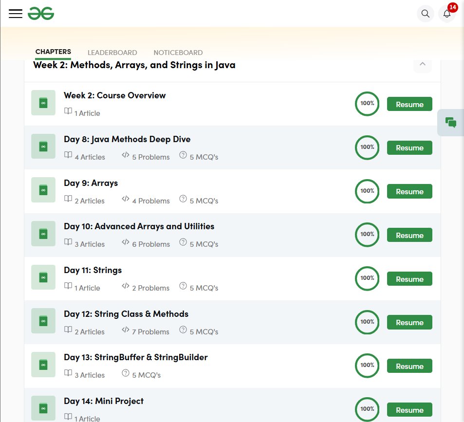 amanhaidry's tweet image. #Java from @geeksforgeeks 🚀
✅String Class
✅StringBuffer Class
✅StringBuilder Class
✅Regular Expressions
#100DaysOfCode #JavaDev #programmer #code #Coding #CodingJourney #CodingLife #LearnInPublic #GeeksforGeeks #gfg #nationskillup #skillupwithgfg #100DaysOfCoding