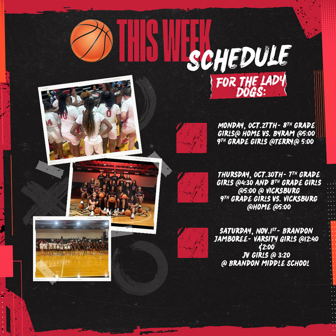 This weeks schedule for the Lady Bulldogs!!