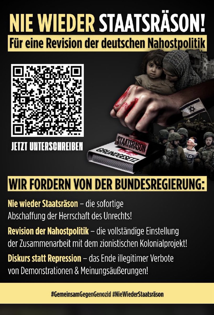 asko_deliorman's tweet photo. Ich habe Unterschrieben, weil ich nicht möchte dass mit mein Steuergeld Terroristen wie die IDF und Netanyahu unterstützt werden beim Genozid von Gaza dass mit Staatsräson begründet wird!

#NieWiederStaatsräson
#GemeinsamGegenGenozid https://t.co/Hui409ru2r
