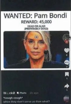 libsoftiktok's tweet image. Minnesota man Tyler Maxon Avalos ARRESTED by the FBI after posting a tiktok offering a $45,000 bounty on Pam Bondi’s head
He’s about to FAFO so bad