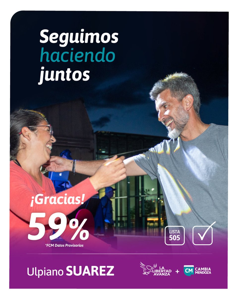 🇦🇷𝗠𝗲𝗻𝗱𝗼𝘇𝗮 𝗺𝗮𝗿𝗰𝗮 𝗲𝗹 𝗿𝘂𝗺𝗯𝗼 𝗱𝗲 𝗹𝗼𝘀 𝗰𝗮𝗺𝗯𝗶𝗼𝘀 𝗾𝘂𝗲 𝗻𝗲𝗰𝗲𝘀𝗶𝘁𝗮 𝗔𝗿𝗴𝗲𝗻𝘁𝗶𝗻𝗮

En esta nueva jornada democrática quiero agradecer a todos los vecinos de la <a href="/ciudaddemendoza/">Ciudad de Mendoza</a> que fueron a votar y en especial al 59% que decidió, una vez más