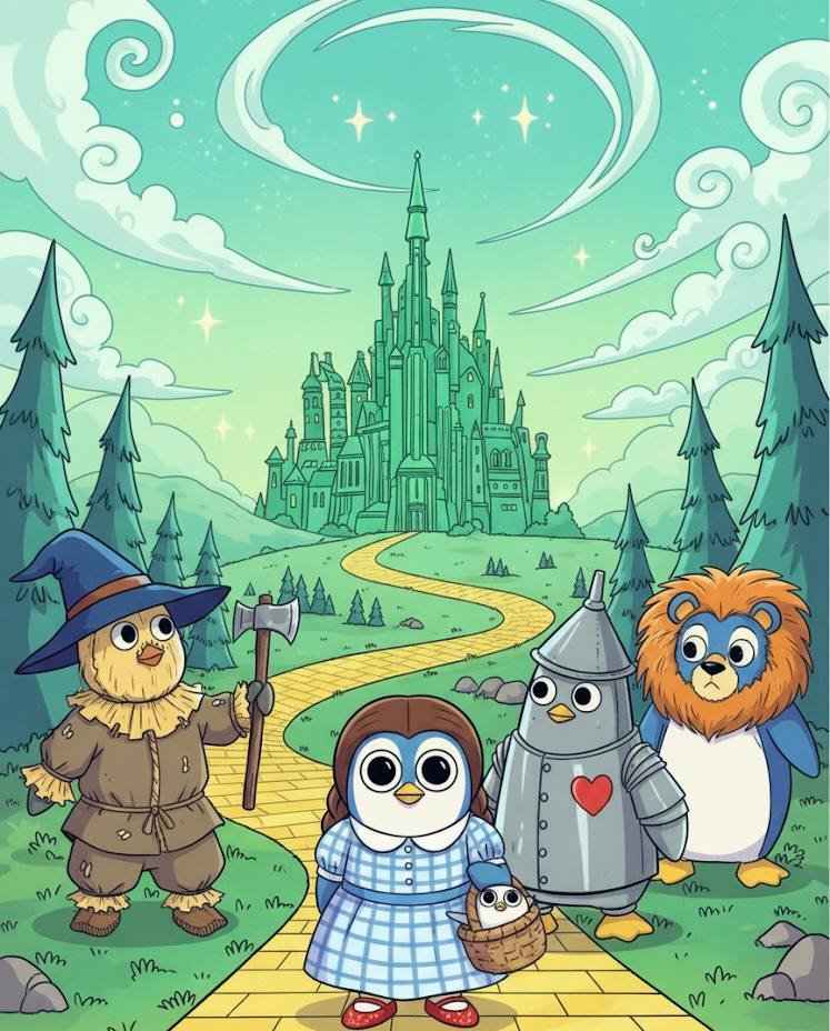 The little penguin $NUNU &amp; friends explore the crypto market. 

Volatility is high, fortunes rise and fall. 

Magical tokens appear, then vanish. 

They seek the wizard's advice. #nunu #nunuarmy
