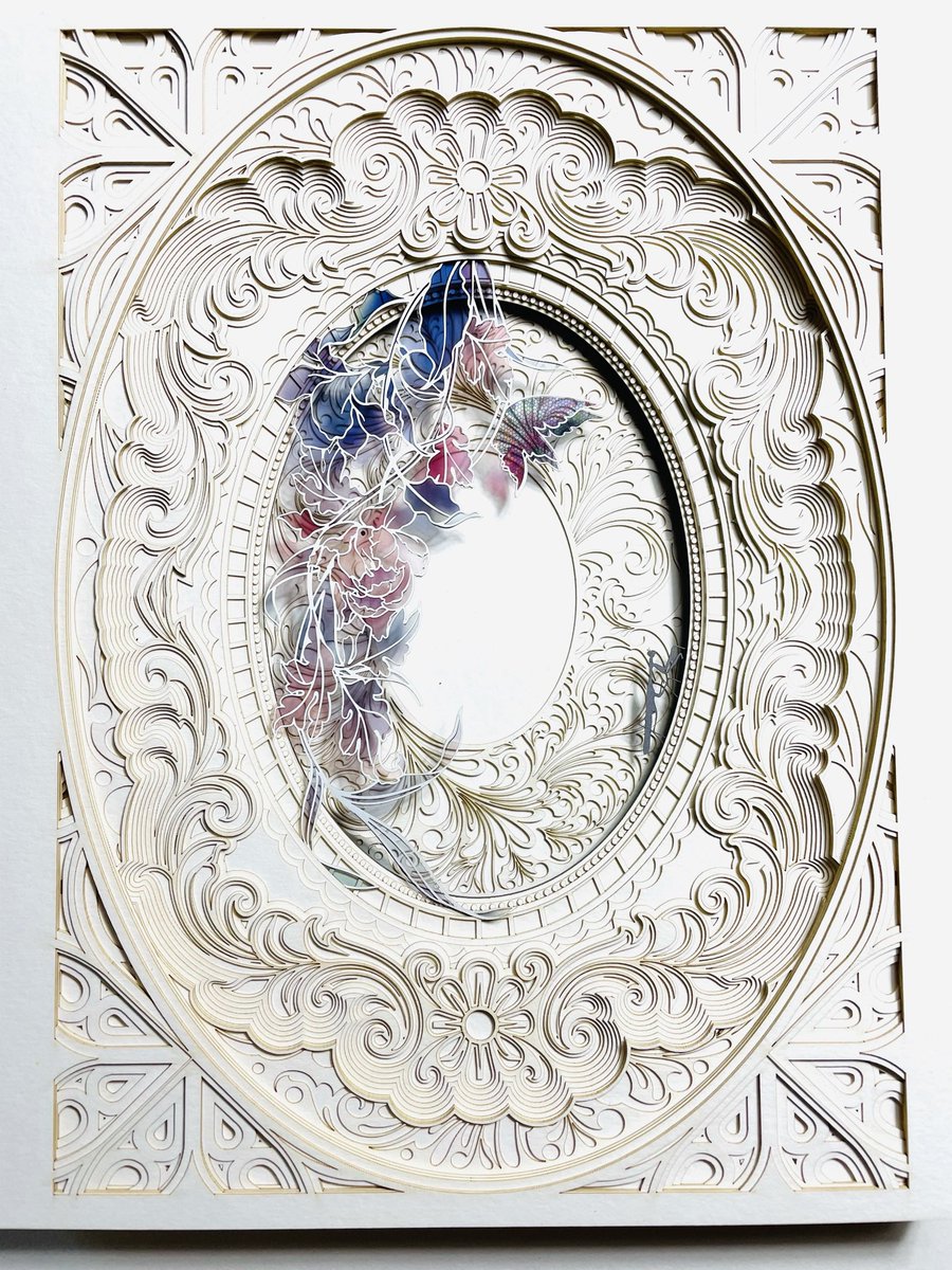 輿石孝志　彫刻切り絵　2点 輿石孝志 彫刻切り絵 2点 立体の模様を作る 彫刻切り絵 | 輿石