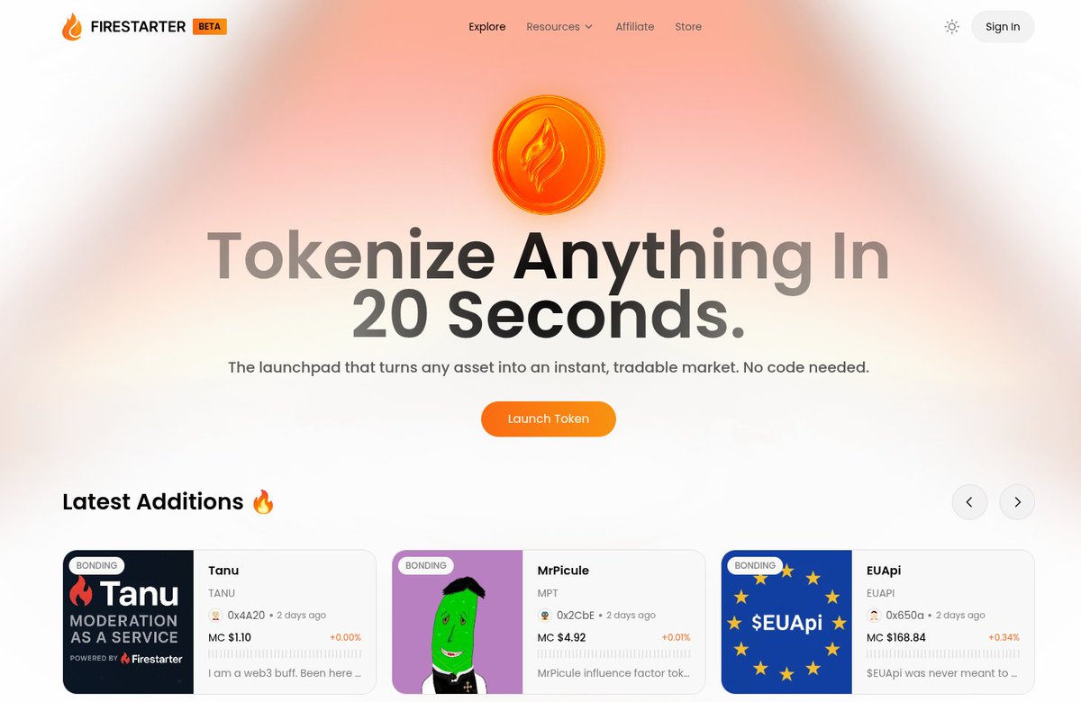 ArtvisionNFT's tweet image. Analog ๐โ๏ธ
Many people want to launch a token, but they think it's hard or expensive.
With Firestarter by @OneAnalog , anyone can launch a real utility token in less than 20 seconds.
You can create a storefront, sell your products, give access to private communities, orโฆ