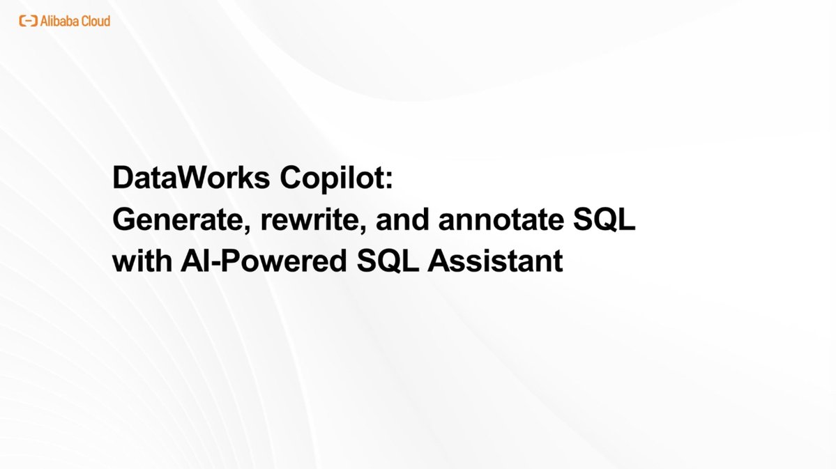 alibaba_cloud's tweet image. Explore DataWorks Copilot for intelligent SQL development. Learn how to generate, rewrite, and annotate SQL queries using natural language. Boost productivity and code quality in your data pipelines.
DataWorks simplifies end-to-end data development, making it ideal for data…