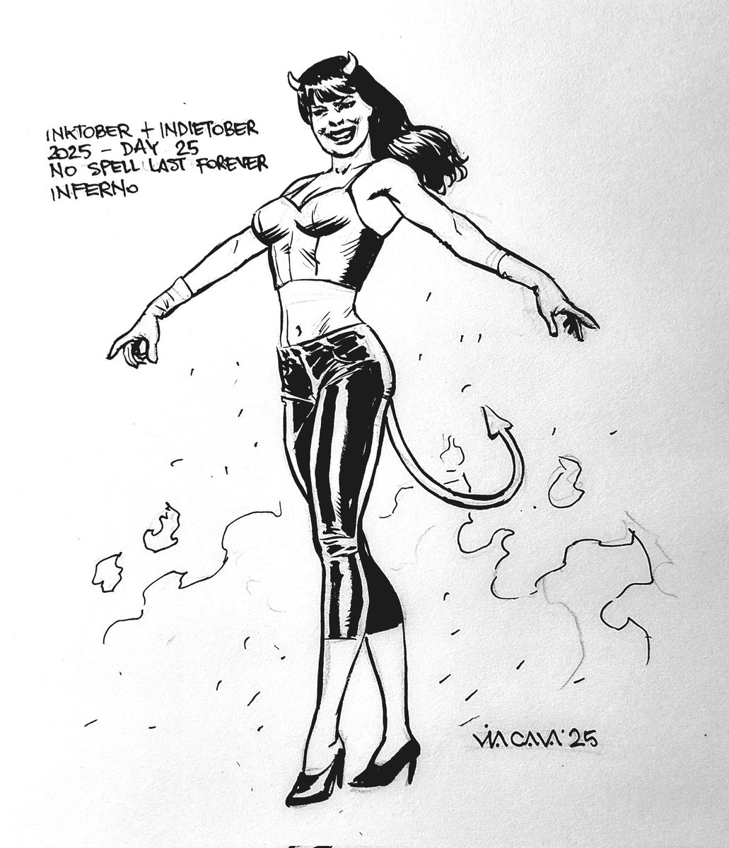 #inktober2025 #Indietober2025  
Day 25 #NoSpellLastForever + Inferno