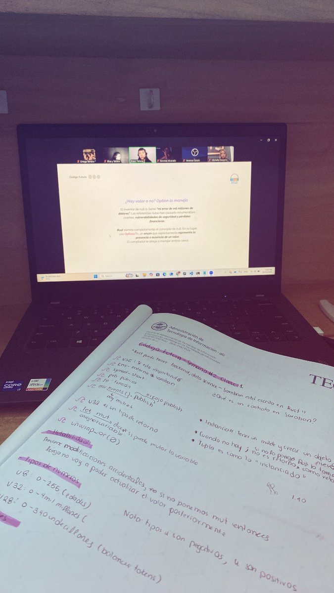 En medio de parciales, proyectos y tareas de la universidad. Pero sacando siempre el rato para estar presente en clase con <a href="/buendiabuilders/">Buen dia Builders</a> 🦈🌸

✍🏻 Apuntando, apuntando, que Rust no se aprende solo.  

¡Gracias por la oportunidad 
<a href="/TheBAFNetwork/">BAF</a> <a href="/StellarOrg/">Stellar</a> !