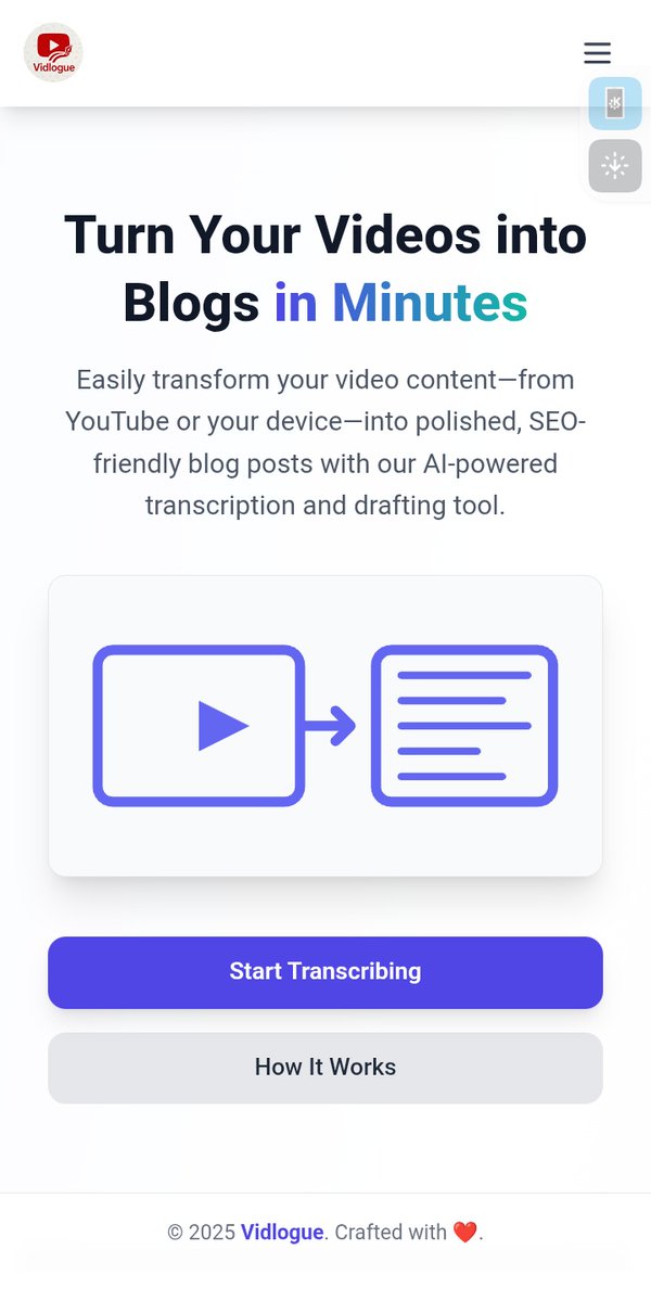 KalDTechTitan's tweet image. Day 79 of #100DaysOfCode:
Today I’m showing off my latest project or rather  **My first startup** — Vidlogue 🎬 ➜ 📝
It’s a web app that turns your videos into blog posts automatically.
(Intro video I made in my room below too😂😂)
👇