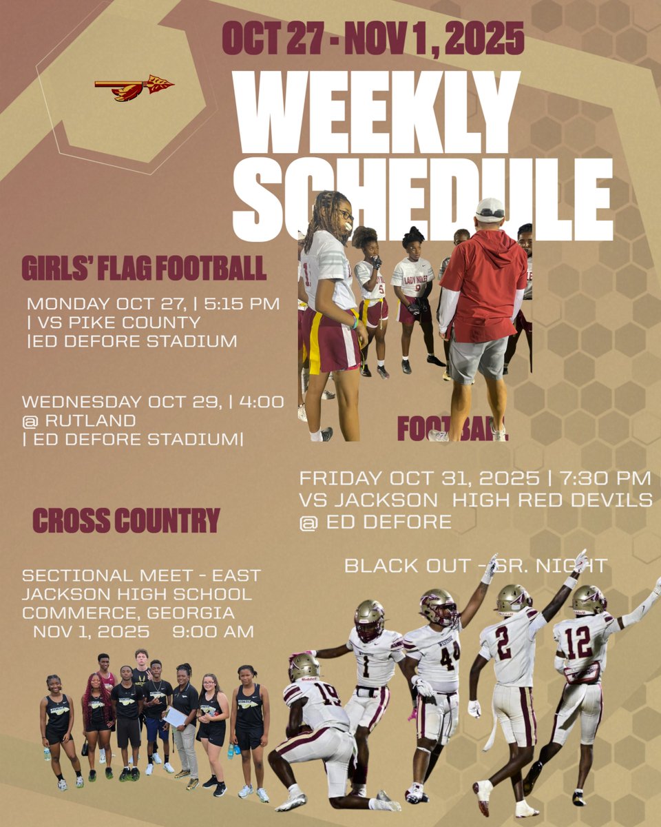 FALL SPORTS THIS WEEK &gt;&gt; Girl’s Flag Football, Varsity Football Senior Night; Cross Country Sectional Meet. Still plenty of action and opportunities to Support Your Noles!
#Built4Bibb #BibbAthletics #WestsideWinsEveryDay