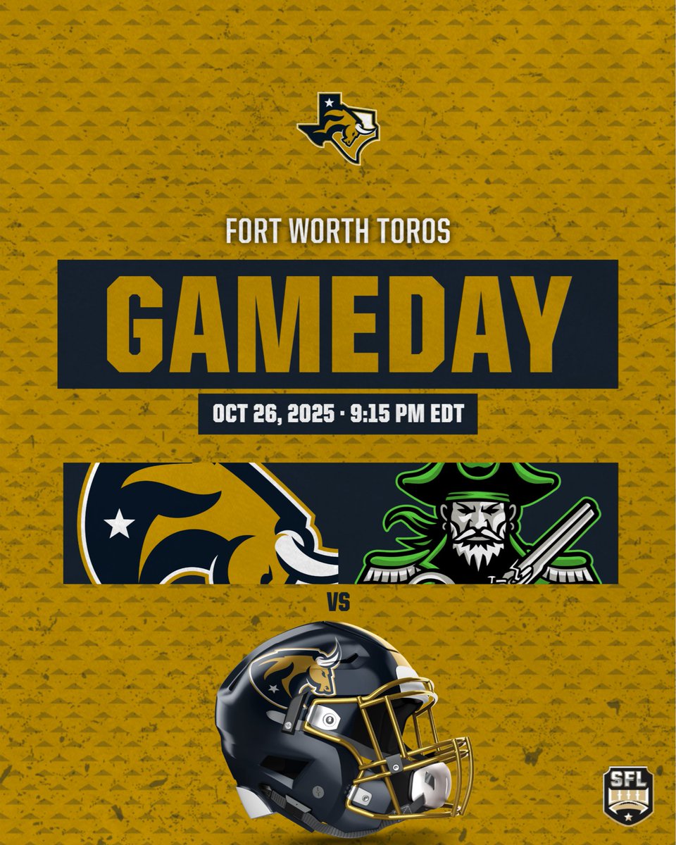 FortWorthToros's tweet photo. The Fort Worth Toros face off against the Queen City Corsairs this week. Time to handle business. 💪 #TorosFootball #GameDay https://t.co/ftTgYhUph9