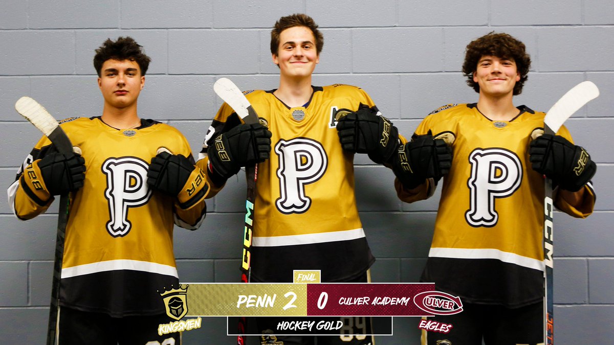 The_Pennant's tweet image. HOCKEY GOLD: Penn 2, Culver Academy 0. Final.

Goals: Gabe Penzenik, Connor Kranenburg 

Assists: Patrick Amico, Caden Smith 

Drake Gerosky earns the shutout in net.