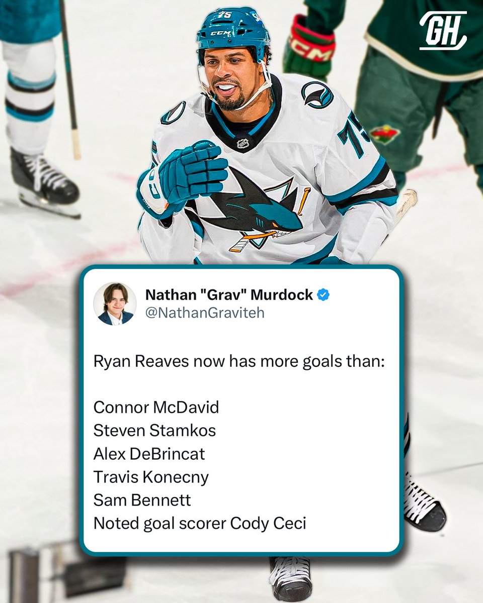GinoHard_'s tweet image. McDavid and Stamkos chasing Ryan Reaves in the goal race is something we did not have on the bingo card 😭

(h/t @NathanGraviteh)