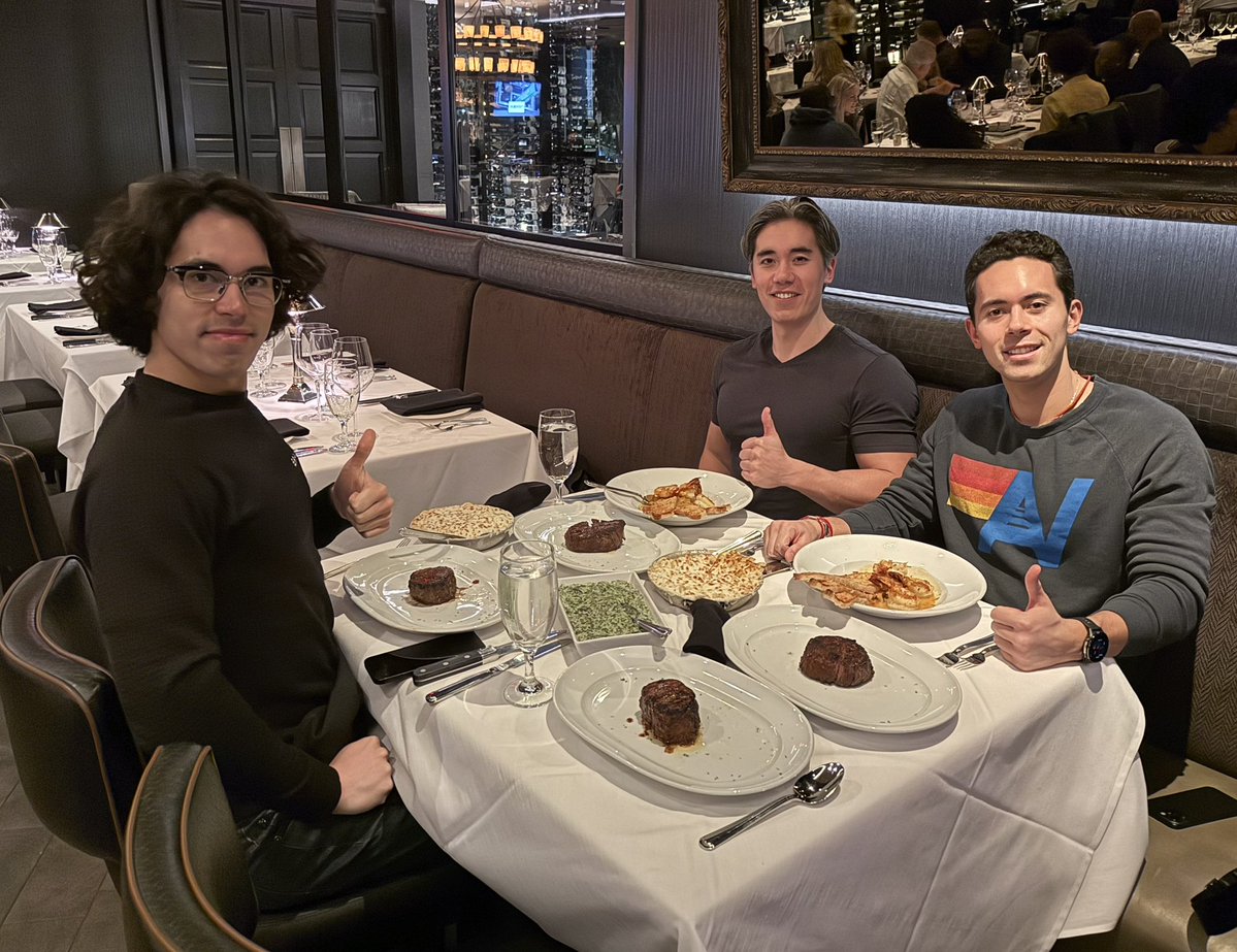 dom_kwok's tweet image. just wrapped up a BIG weekend onboarding hundreds of new devs into crypto. 
took our li’l bro out to dinner to celebrate! 🥩