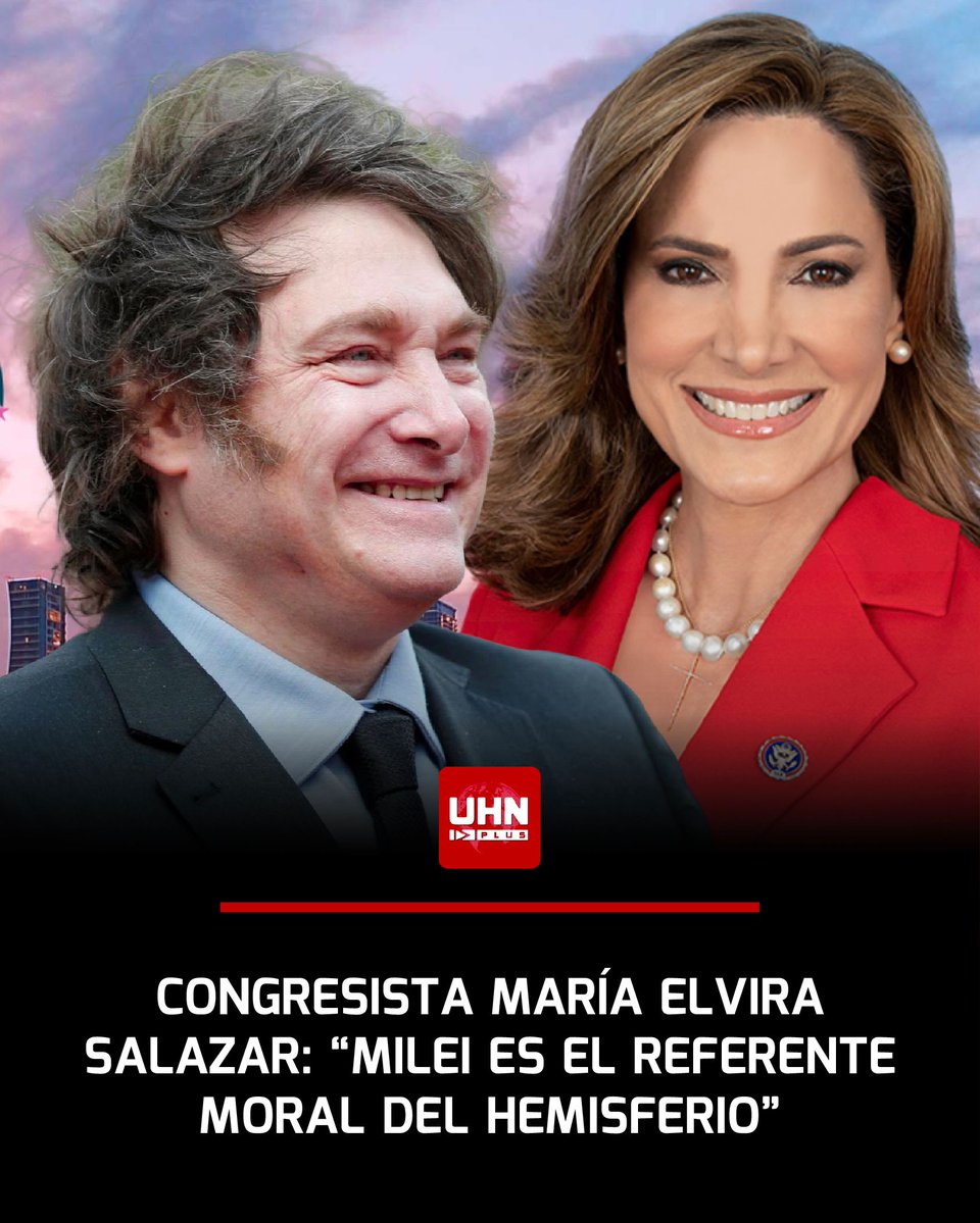 UHN_Plus's tweet image. 🇦🇷🇺🇸‼️ | ÚLTIMA HORA — La Congresista estadounidense María Elvira Salazar felicitó al Presidente Javier Milei tras su aplastante victoria, asegurando que “las fuerzas del cielo están con él” y que su triunfo demuestra que la libertad y el mercado son el camino hacia la…