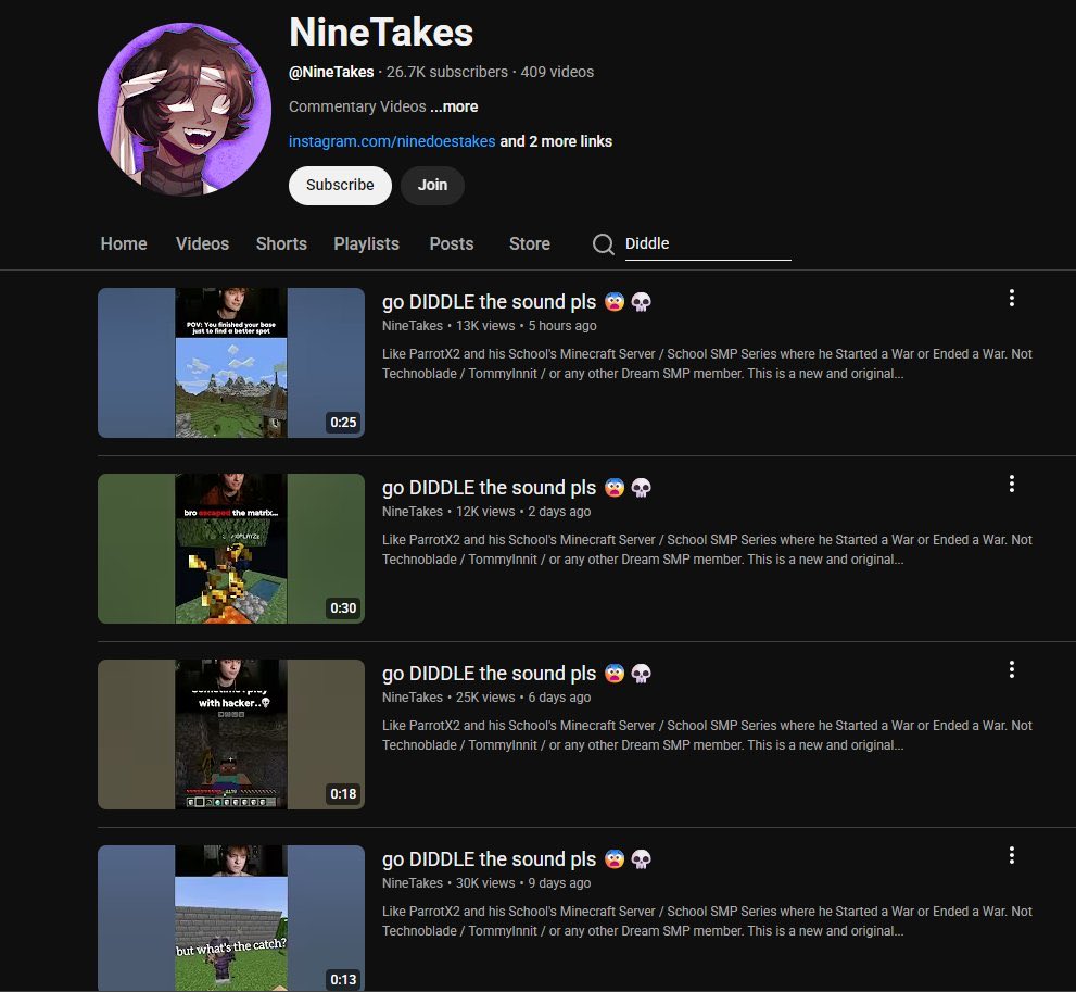 &gt; Kids focused YT Shorts audience
&gt; Making diddling jokes
&gt; Calling someone else a pedo

Call is coming from inside the house you sick fuck