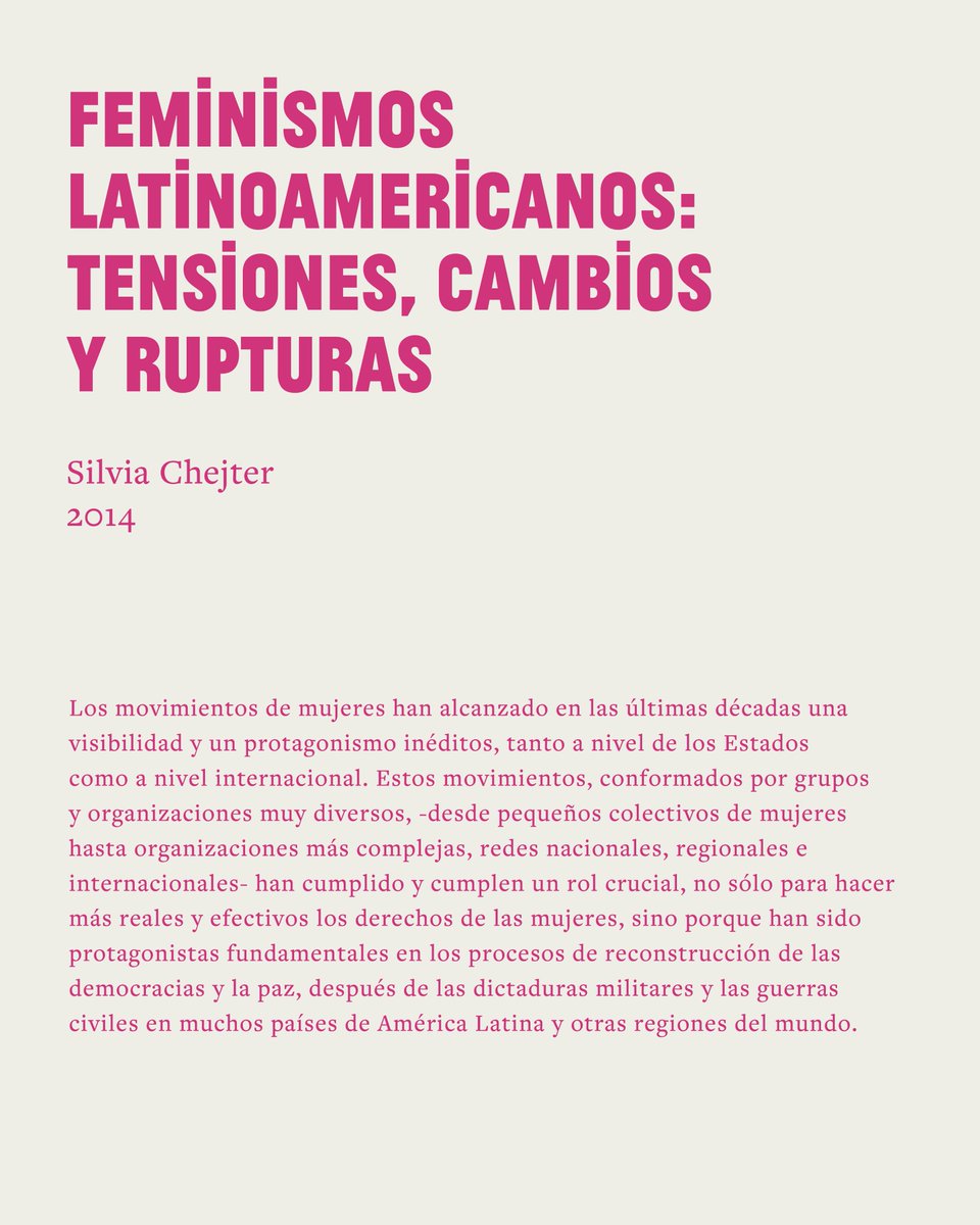 📚 Feminismos latinoamericanos: tensiones, cambios y rupturas reúne reflexiones sobre los movimientos de mujeres que transformaron las luchas por los derechos y la democracia en la región. Parte del acervo de la Biblioteca Rosina Cazali. 💫✊🏽