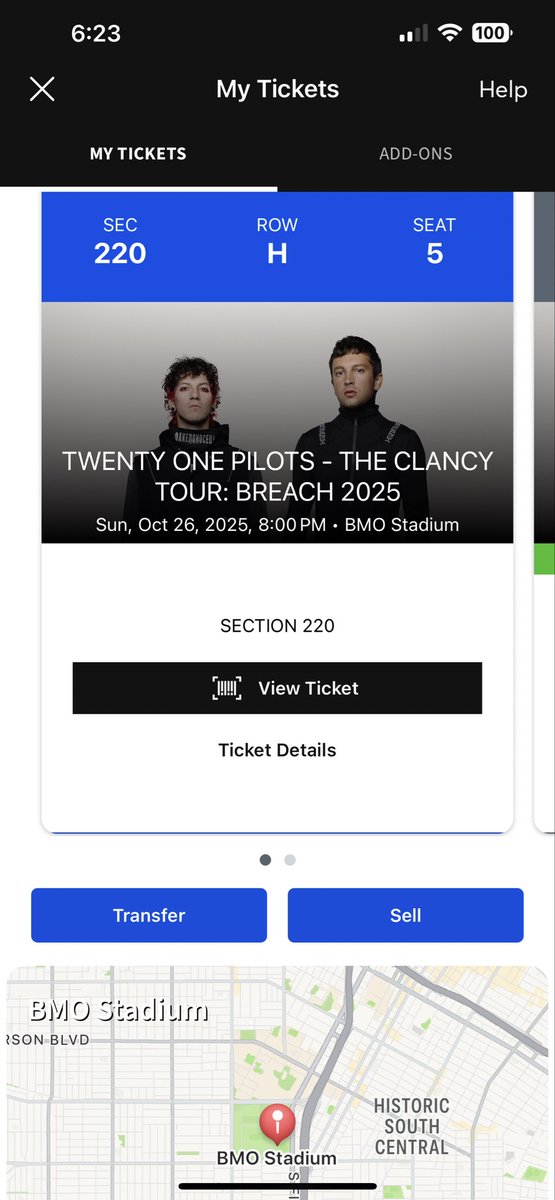 twoonpi's tweet image. I’ve got a ticket for tonight won’t be able to attend. Section 220 row H seat 5
#twentyonepilots #breach