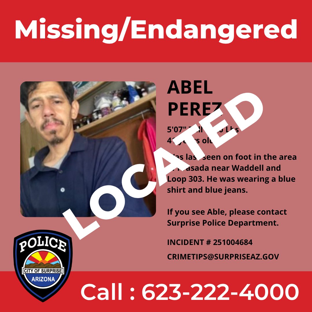 *** UPDATE - We are pleased to report that Mr. Perez has been located and has been reunited with his family.  Thank you to our amazing community for your assistance in helping to find him.
