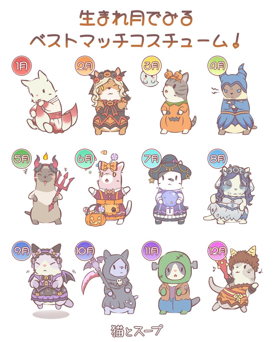 生まれ月でみるベストマッチコスチューム！
ニンゲンの生まれ月はいつかニャ？