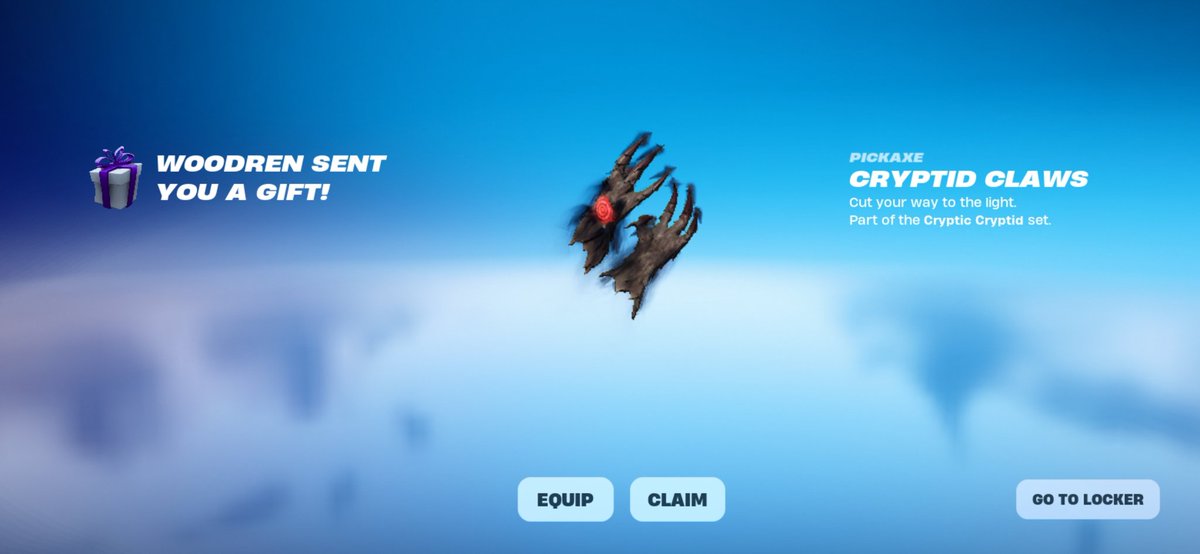 Pretty cool. I won a High Stakes Nightmare Skin of choice giveaway from .<a href="/crayiscrayz/">cray</a> .<a href="/KrinceIs/">krincels</a> but I already had bought it. They let me pick something else up to 800 vbucks and gifted me the Cryptid Claws pickaxe. Truly appreciate you both. Cheers🤘 #crayiscrayz #krincelislegit