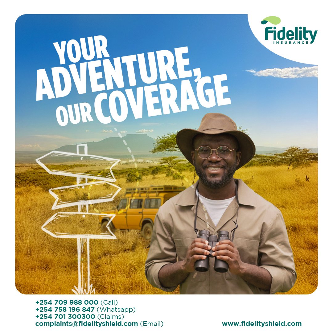 FidelityKenya's tweet photo. The wild is calling, and school's out! πβοΈ Before you answer the call, secure your peace of mind.
#SafariReady #TravelInsurance #FidelityShieldKE #AdventureAwaits https://t.co/egQ6k6wdVz