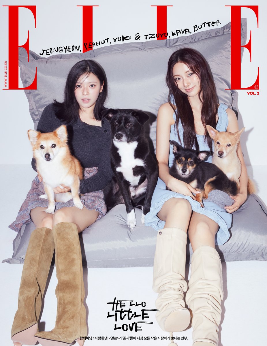 ELLE Magazine Nov. Issue cover

Seungkwan - Bookue
Jeongyeon &amp; Tuzyu - Peanut, Yuki, Kaya, and Butter