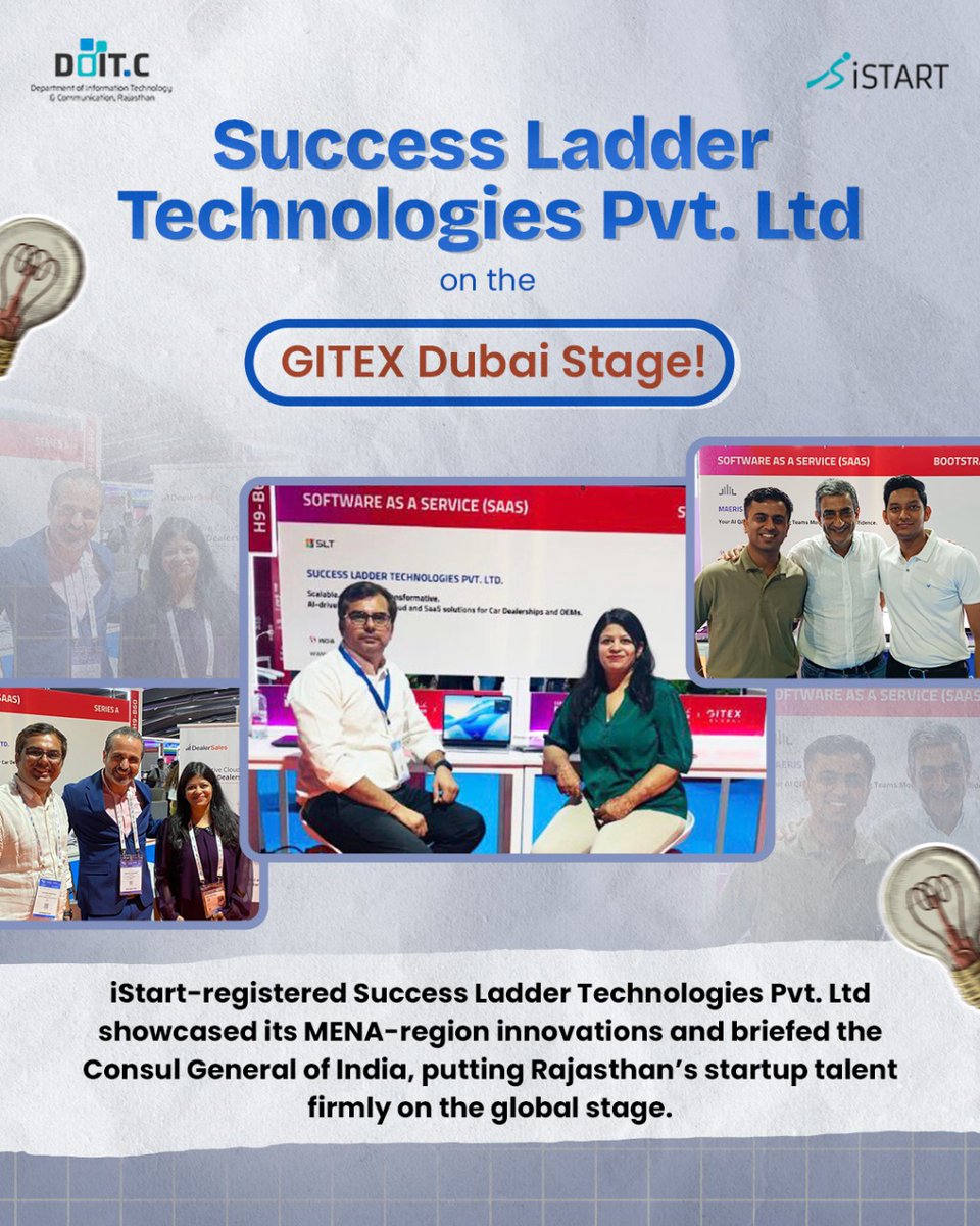 Success Ladder Technologies Pvt. Ltd. puts Rajasthan on the Global Map!

iStart-registered Success Ladder Technologies Pvt. Ltd. wowed audiences at GITEX Dubai, presenting its MENA-region innovations and briefing the Consul General of India.

From bold ideas to global impact,