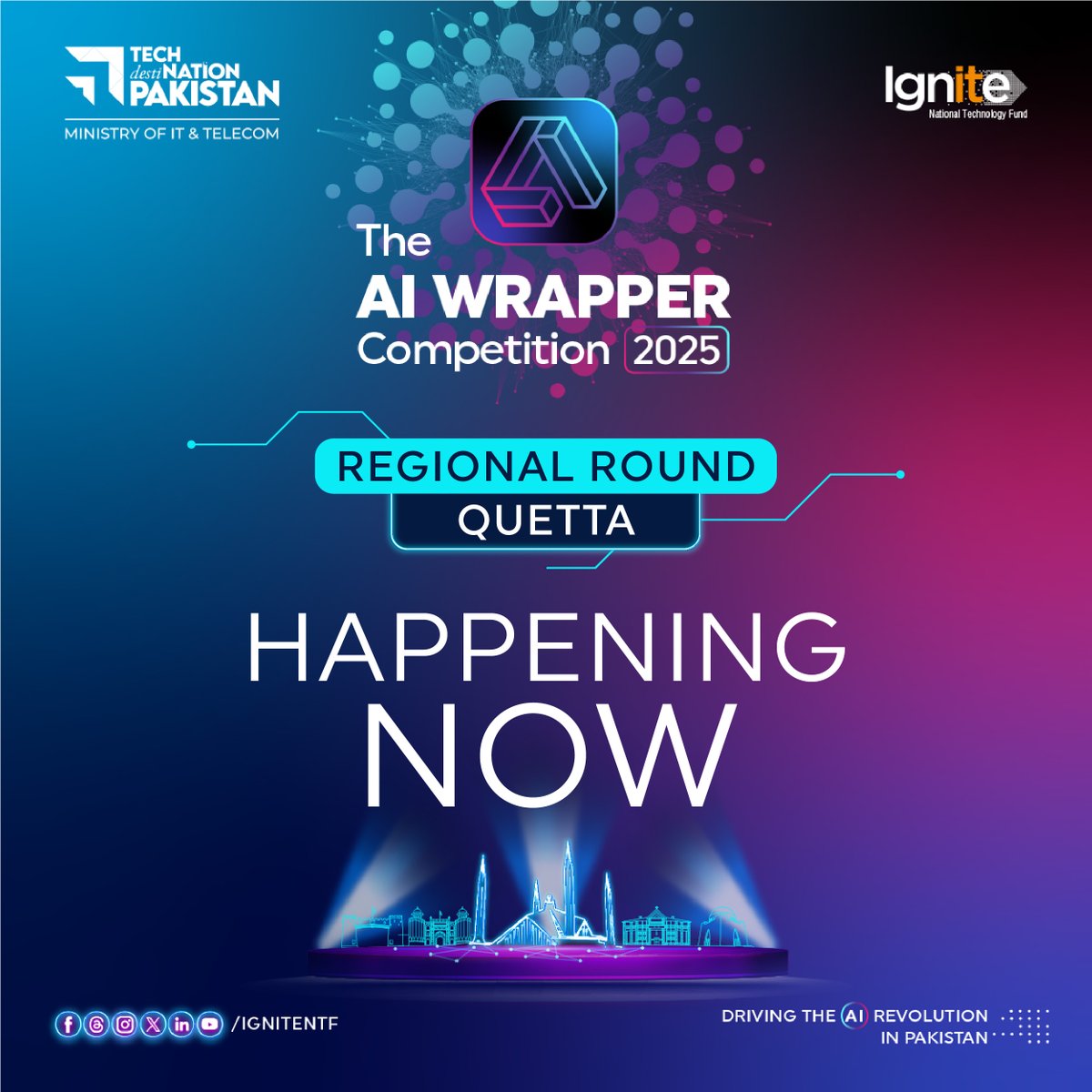 IgniteNTF's tweet image. The AI Wrapper Competition 2025 – Quetta Regional Round is happening now!

Bright minds from Balochistan are showcasing their innovative AI solutions, competing to represent their region at the national stage. 

#AIWrapperCompetition #TechDestinationPakistan #Ignite #MOITT…