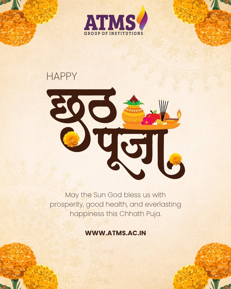 CollegeAtms's tweet photo. May the Sun God bring light, health, and happiness into every life.
ATMS Group of Institutions wishes you all a blessed #ChhathPuja 🌞🙏
#ATMSGroup #FestivalOfFaith https://t.co/ASxriIL1ex