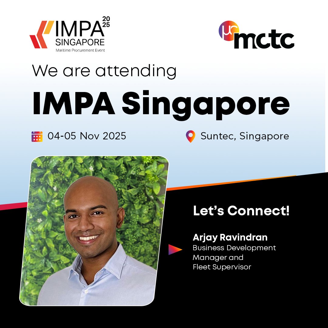 MCTCMarineLtd's tweet image. Our BD Manager &amp;amp; Fleet Supervisor, Arjay Ravindran, is attending IMPA Singapore to speak on mental well-being, resilience &amp;amp; procurement. Grateful for the  opportunity to share how procurement can enhance seafarers’ well-being.​
​
#MCTC #IMPASingapore2025 #MaritimeCatering